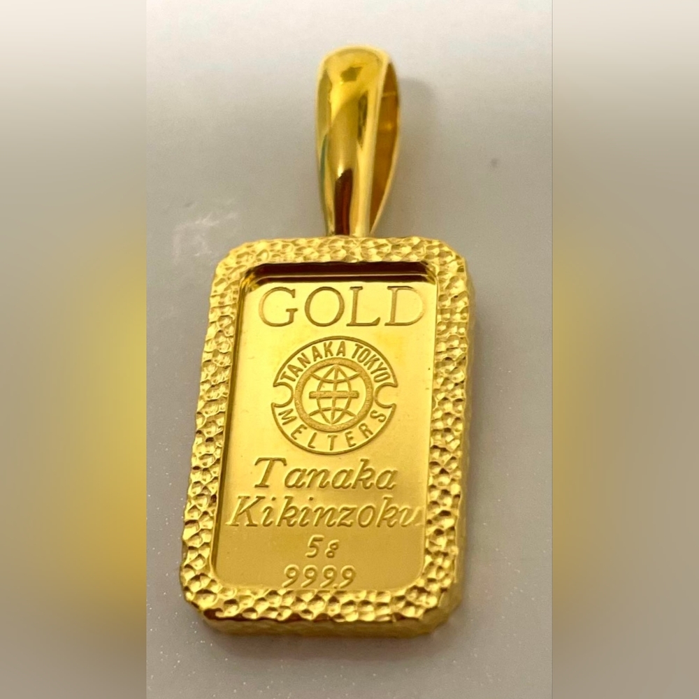 24Kt Real Solid Gold Bar Lucky Pendant